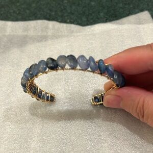 Blue Kyanite on 18k gold overlay bangle